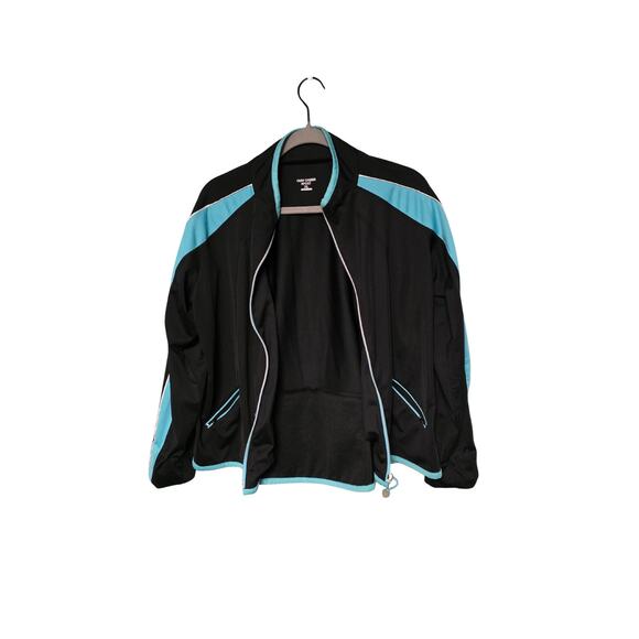 Oleg Cassini Black & Blue Sweatsuit Women's XL Athleisure Jogging Runner Warm - Picture 1 of 16